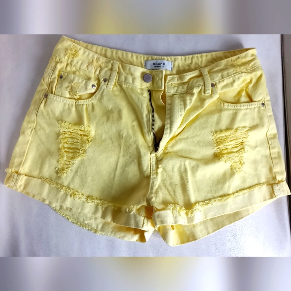 Forever 21 Yellow Jean Shorts